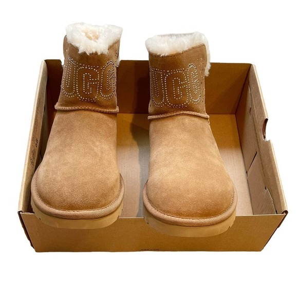 UGG Australia Women's Chestnut Classic Gem Lined Mini Boots Size 6 US - Picture 4 of 11